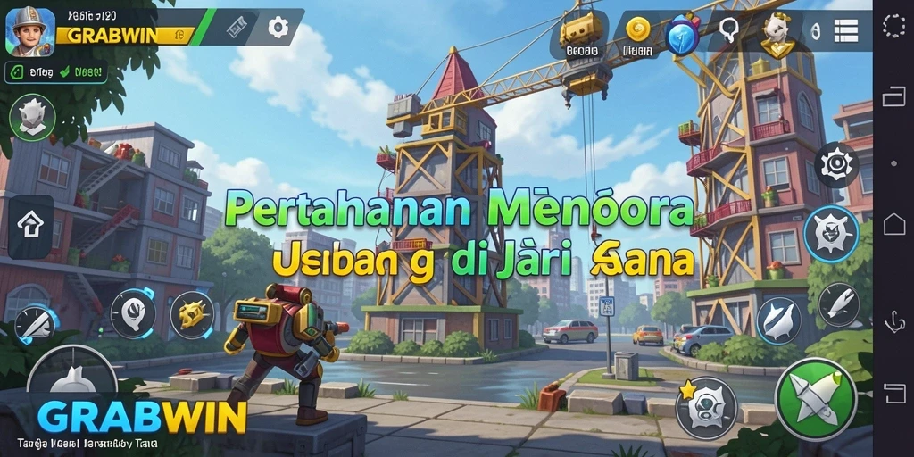 Tampilan gameplay seru dari GRABWIN Tower Defense.