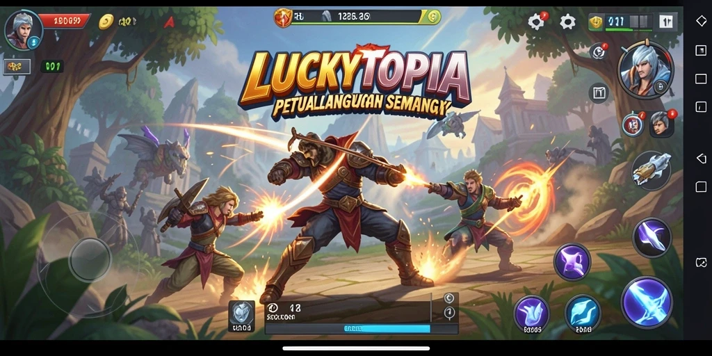 Tampilkan aksi seru dan pertarungan epik dalam LUCKYTOPIA.