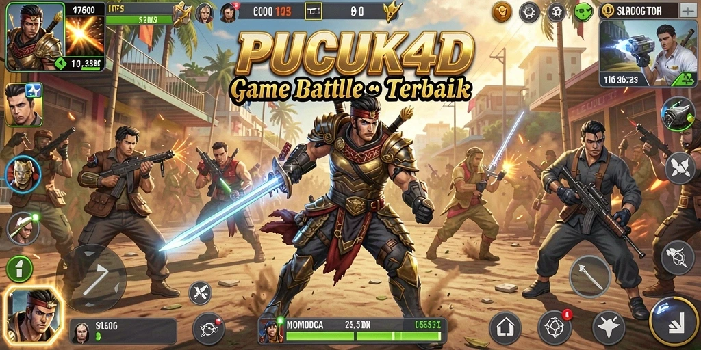Screenshot utama PUCUK4D menampilkan aksi seru dalam permainan Battle Royale.
