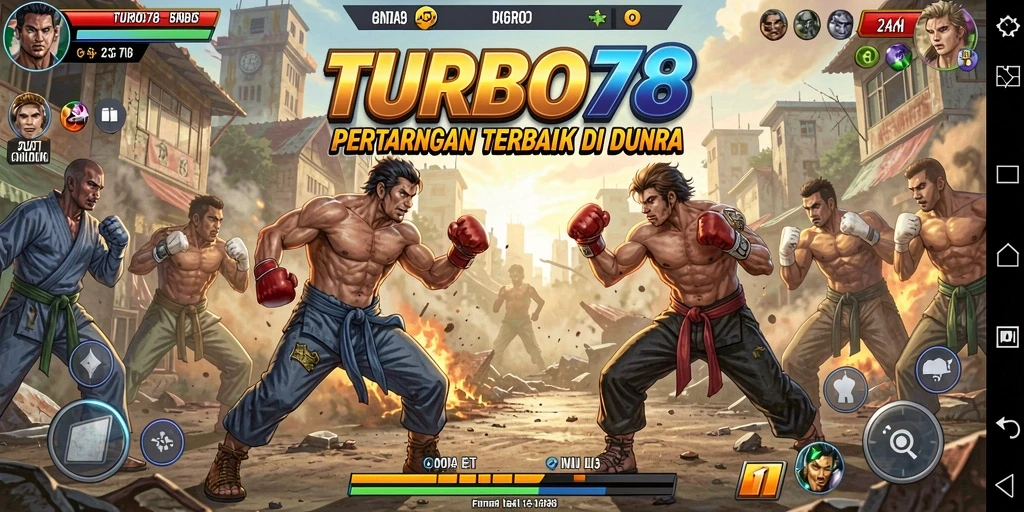 Screenshot utama TURBO78 menampilkan aksi pertarungan yang mengesankan.